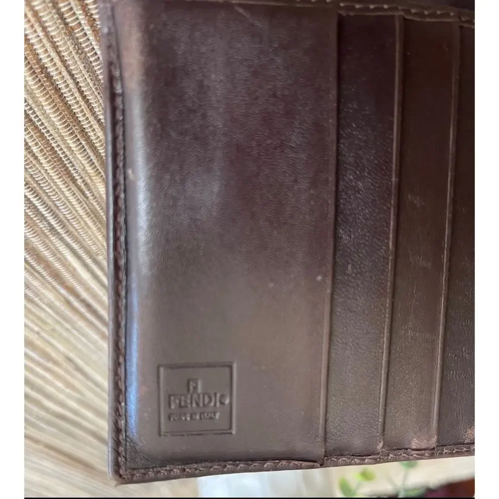 Fendi Zucca Print brown bifold wallet